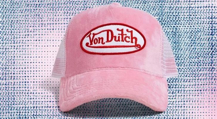 A pink Von Dutch Trucker cap