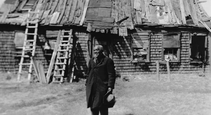 A slave in Tennessee outside a barn