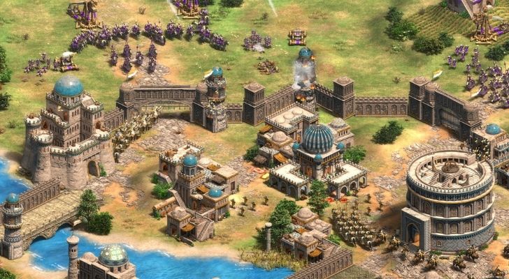 A bustling empire in the game Empires 2