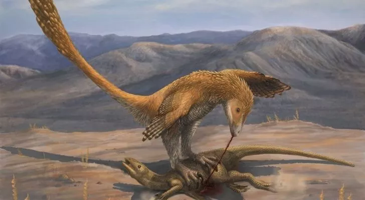 A Dienonychus clawing through its prey