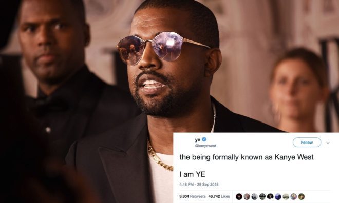 OTD in 2018: Kanye West tweeted that he had changed his name to Ye.