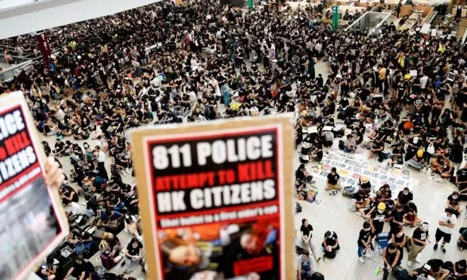 OTD in 2019: Thousands of anti-government protesters disrupted Hong Kong International Airport.