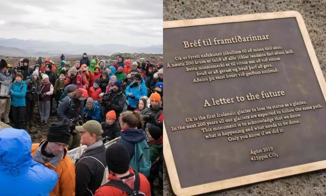 OTD in 2019: A funeral was held in Iceland for the loss of the Okjökull glacier.