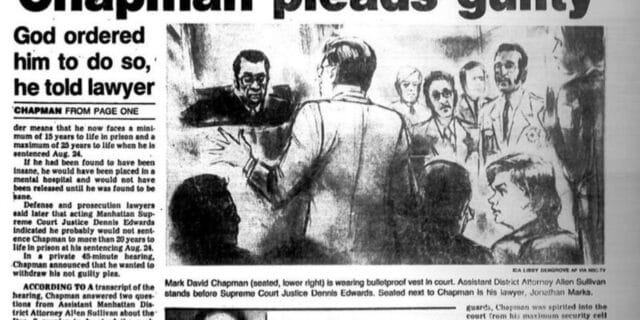 OTD in 1981: Mark David Chapman pleaded guilty to the murder of John Lennon in New York.