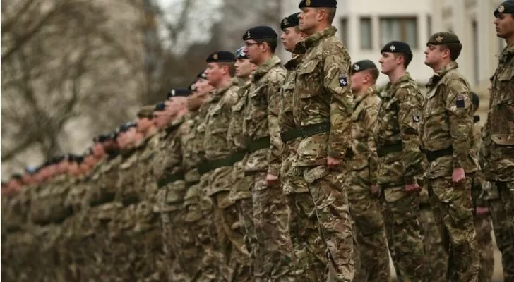 British army men lined up