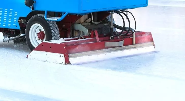 Close up of an ice resurfacer machine