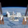 The International Space Station with Earth behind it