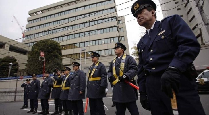 Japanese police in uniform.