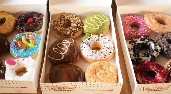 Krispy Kreme gives away free doughnuts on National Doughnut Day.