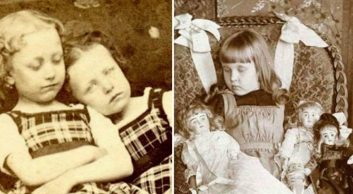 Dead family members posing for photographs during the Victorian era
