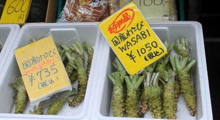 Wasabi being sold in the market.