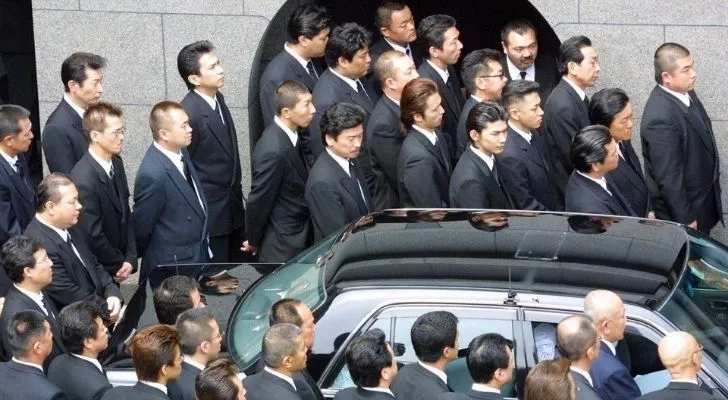 Yakuza gathered for a funeral.