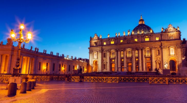 The Vatican at night.