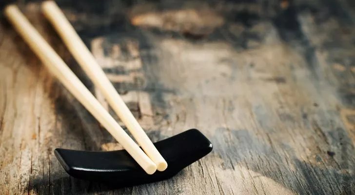 Two chopsticks on a table