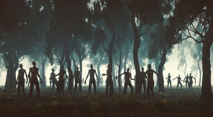 Lots of zombies wandering around the forest