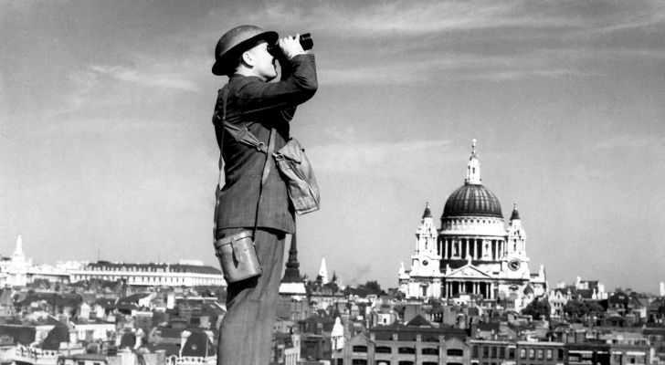 An aircraft spotter in London during World War II