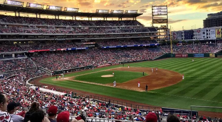 A baseball stadium filled with fans