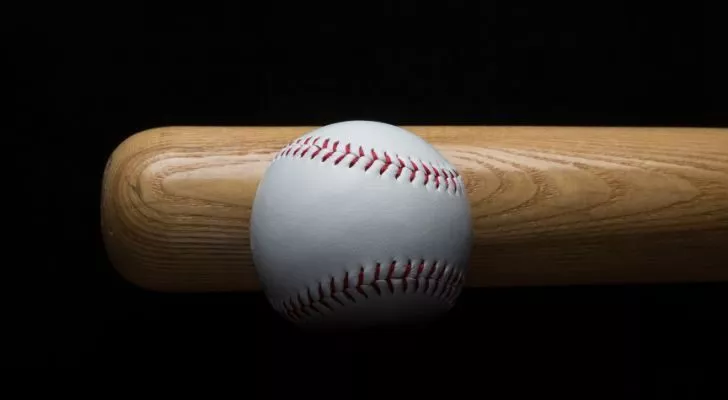 A baseball and a bat