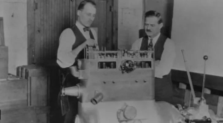 Louis Chevrolet working on a Frontenac engine