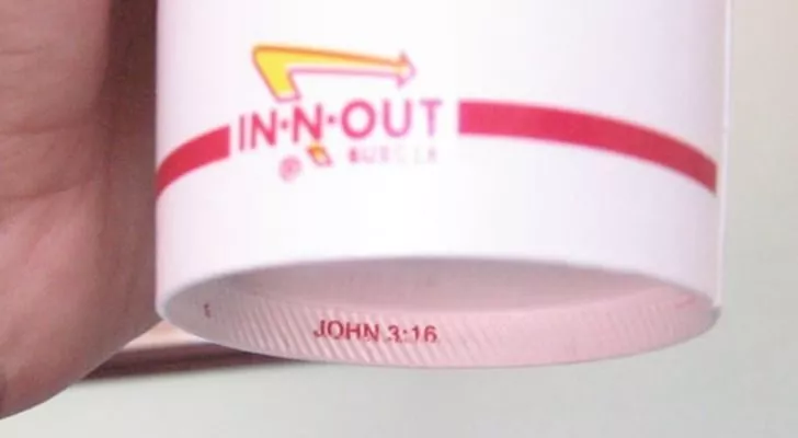 An In-N-Out cup with "John 3:16" written underneath