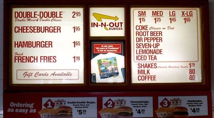 An old In-N-Out menu