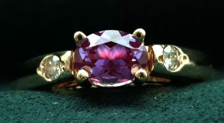 A ring set with alexandrite