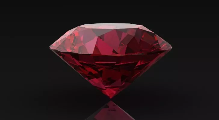 A cut and polished ruby