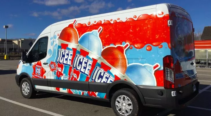 A van with ICEE branding on it.