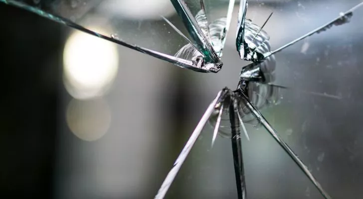 Dangerous shards of broken annealed glass