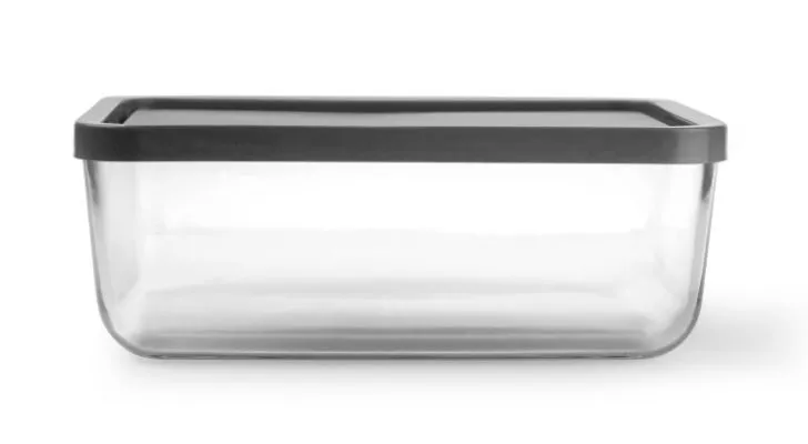 A microwavable glass dish