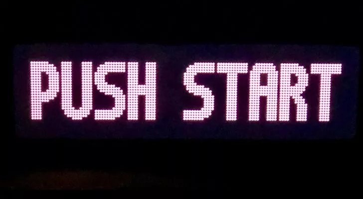 a "Push Start" message, for beginning a video game