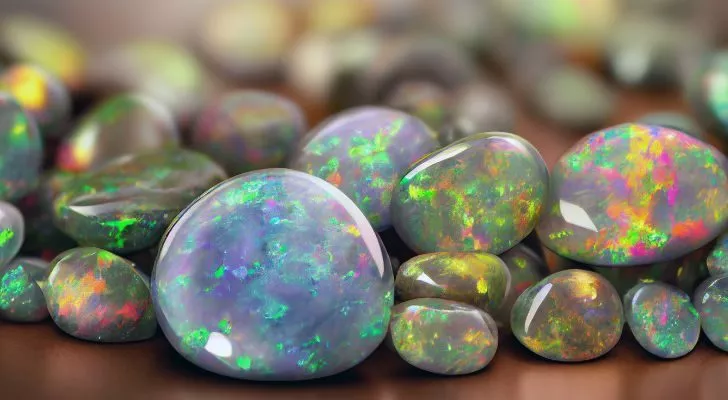 A selection of cut and polished opals