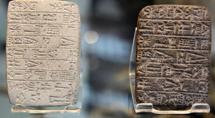Ancient Sumerian tablets written on in cuneiform