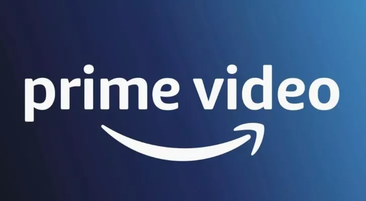 Amazon's Prime Video logo is displayed in white on a blue background