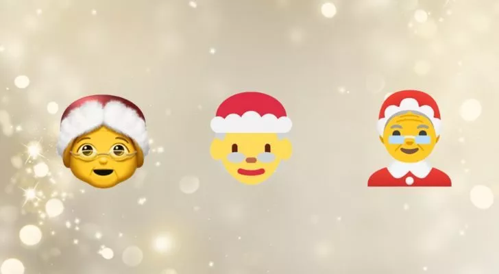 Several different emojis representing Mrs. Claus