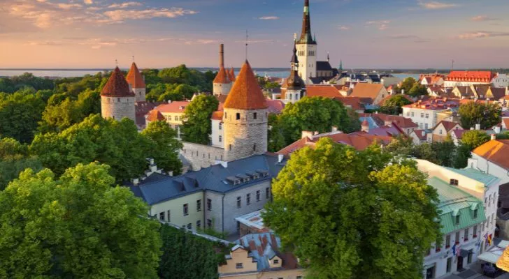 Tallinn's old town at sunset