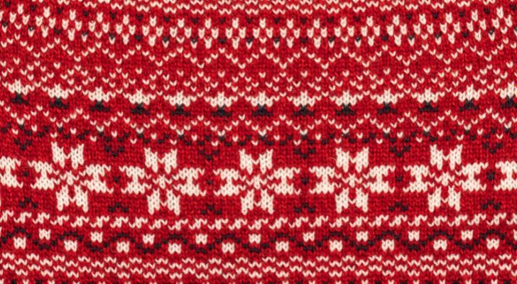 A simple Christmas pattern on some red material