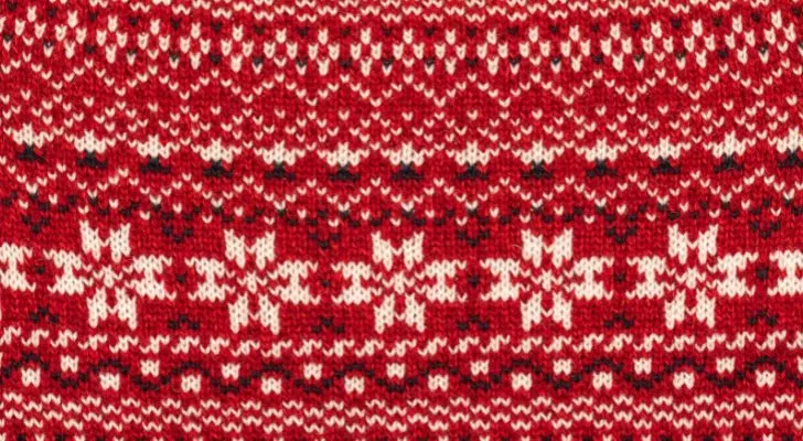 A simple Christmas pattern on some red material