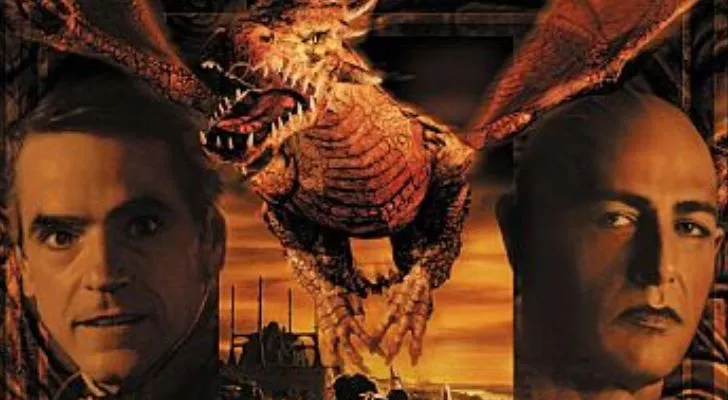 A movie poster for the 2000 Dungeons & Dragons film depicting lead characters and a large dragon