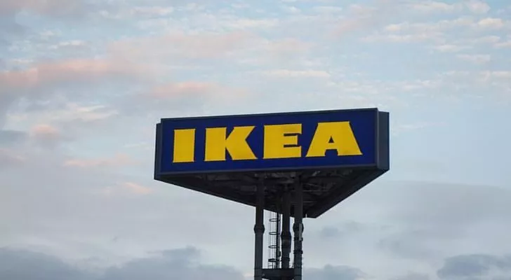 A large IKEA sign