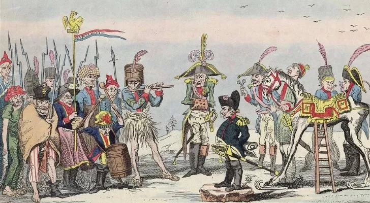 British propaganda depicting a very short Napoleon 
