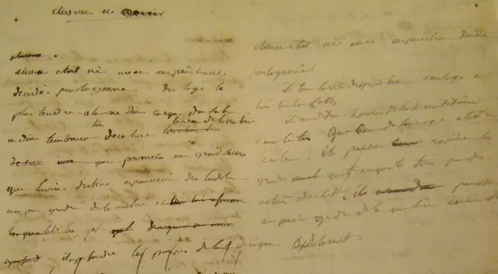 A page from Napoleon's novel, Clisson and Eugenie