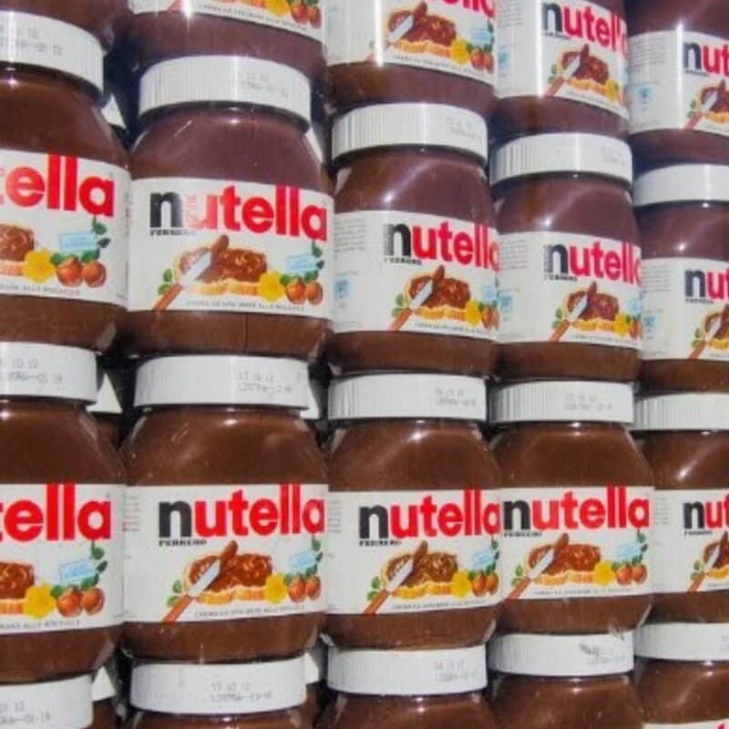 Stacks of Nutella jars