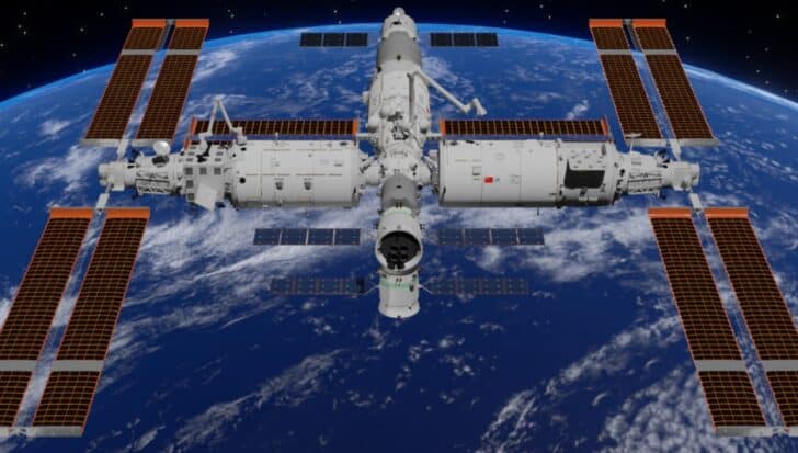 China’s Tiangong space station orbiting Earth, related to rice cultivation experiments in spacea