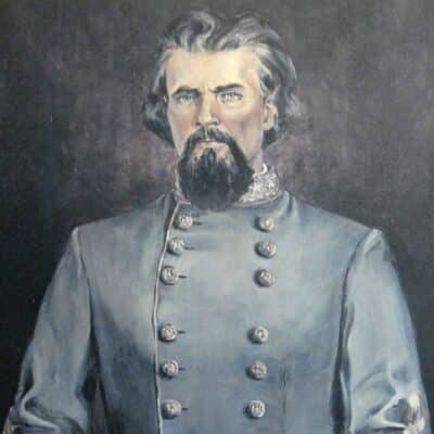 Portrait of Nathan Bedford Forrest in a Confederate uniform