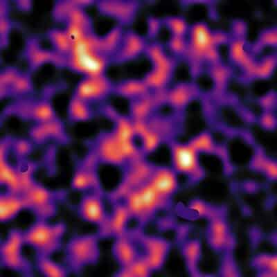 Colorful heat map showing dark matter distribution in the universe