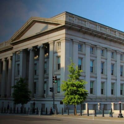 Exterior of the U.S. Treasury Department building in Washington, D.C