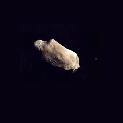 Asteroid 243 Ida with its small moon Dactyl in space