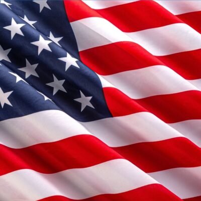 Close-up of the 49-star United States flag with red and white stripes