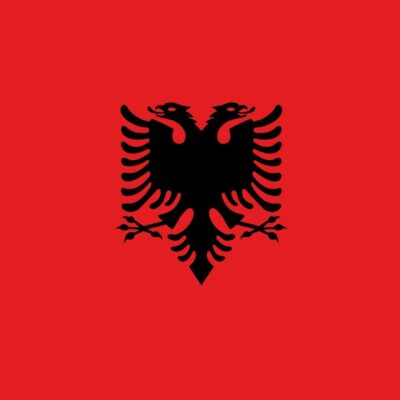 Albanian flag with a black double-headed eagle on a red background